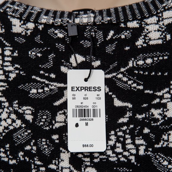 NWT Black & White Lace Longsleeve Scoop Neck Sweater - Picture 5 of 11